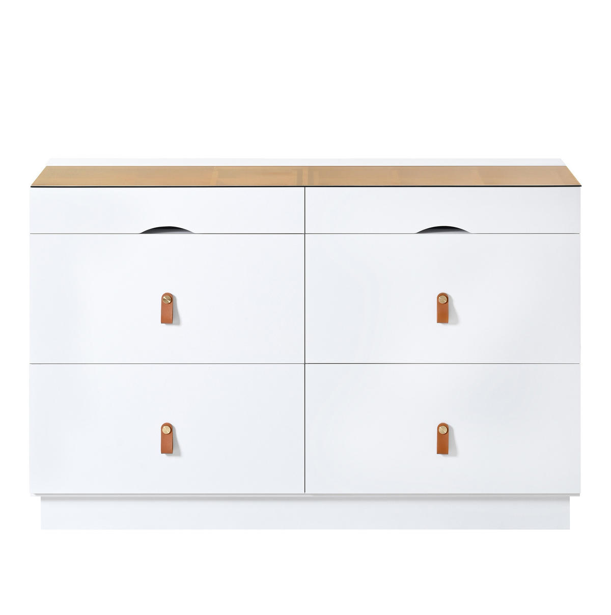SIDEBOARD se skleněnou deskou, 120/40/78 cm, bílá, 6 zásuvek - bílá, kompozitní dřevo (120/78/40cm) - Modenvie