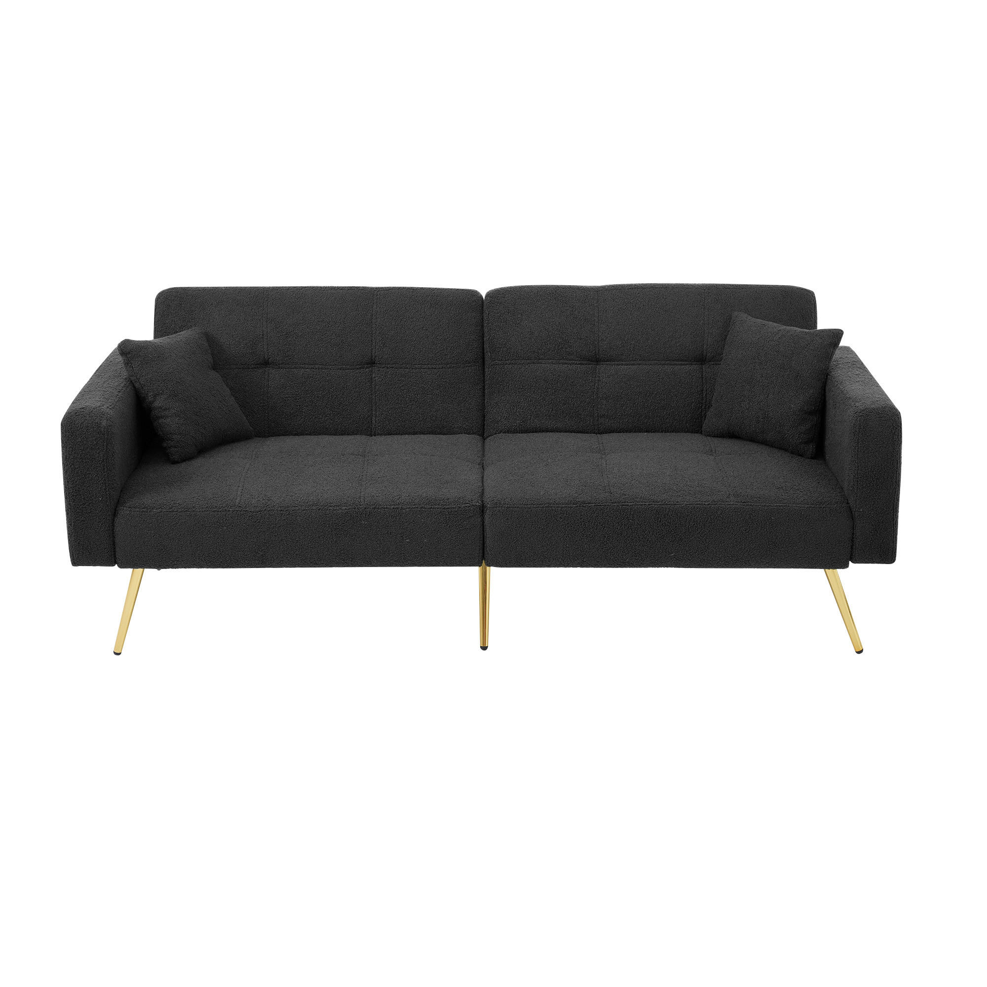 SCHLAFSOFAS mit verstellbarer Rückenlehne und Goldenen Beinen - Grau, Holzwerkstoff/Textil (175/72/64cm) - Urban Meuble