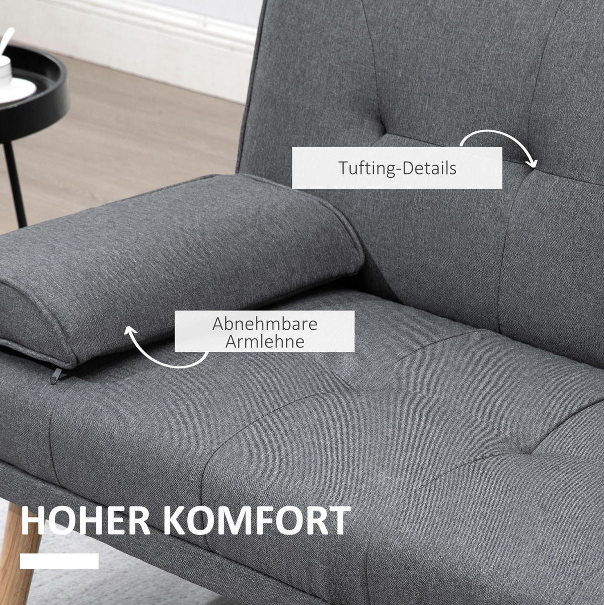 SCHLAFSOFA 181/77/78 cm in Dunkelgrau – 3-fach verstellbar - Dunkelgrau, Textil (77/78/181cm) - BEAOK