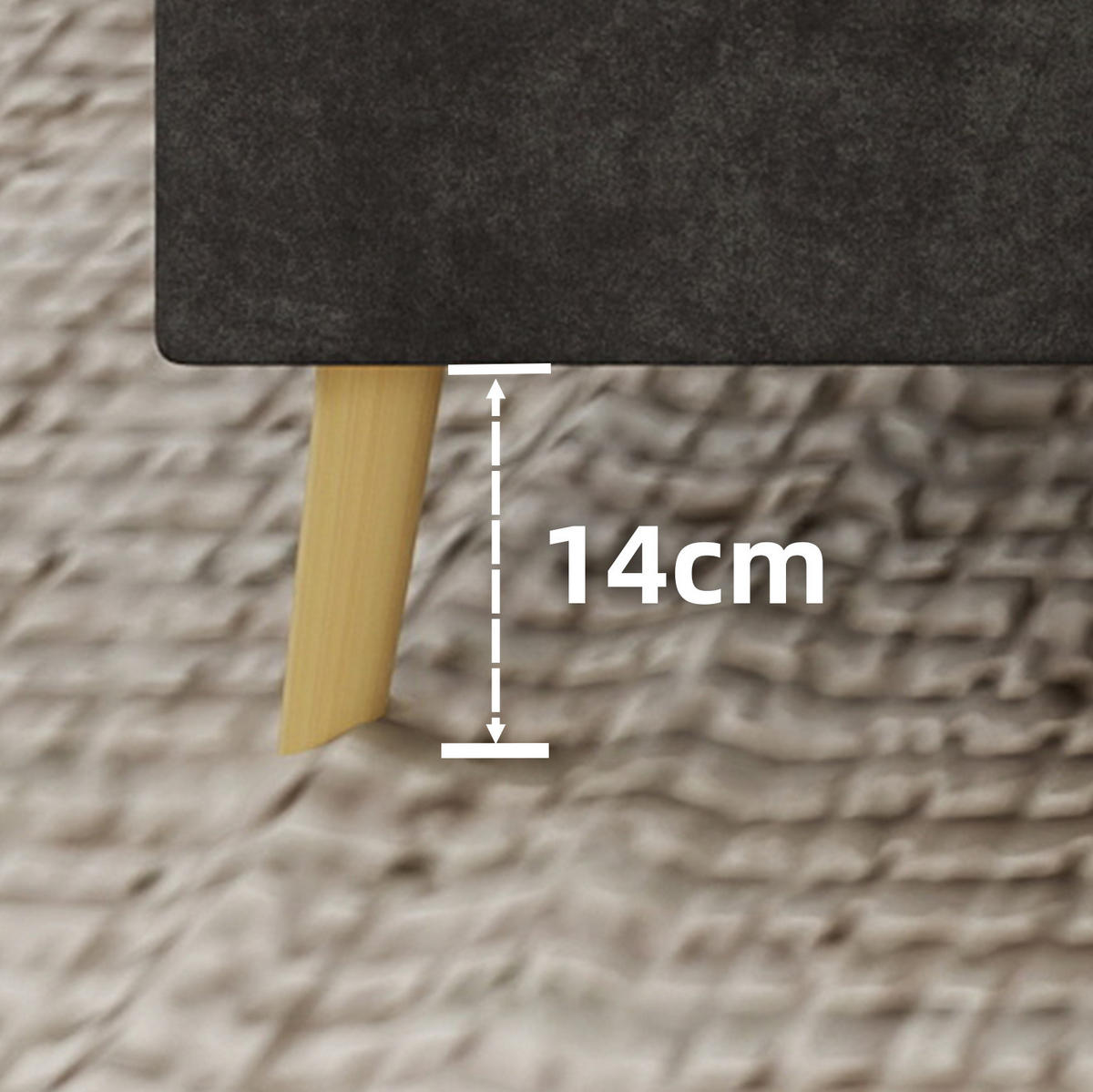 POLSTERBETT 160/200 cm grau aus Stoff und Metall mit hohem Kopfteil - Grau, Textil (160/200cm) - OKWISH