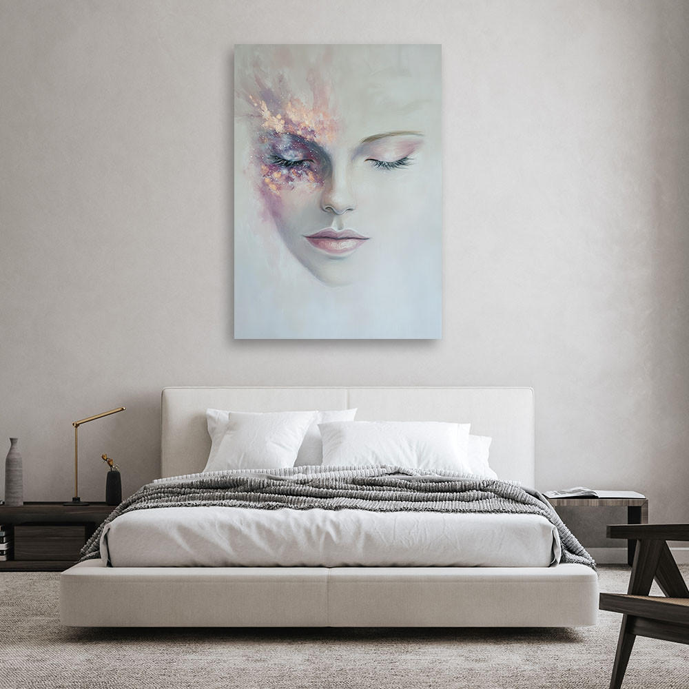WANDBILD abstraktes graues frauenporträt - Grau, Textil (70/100cm) - Feeby
