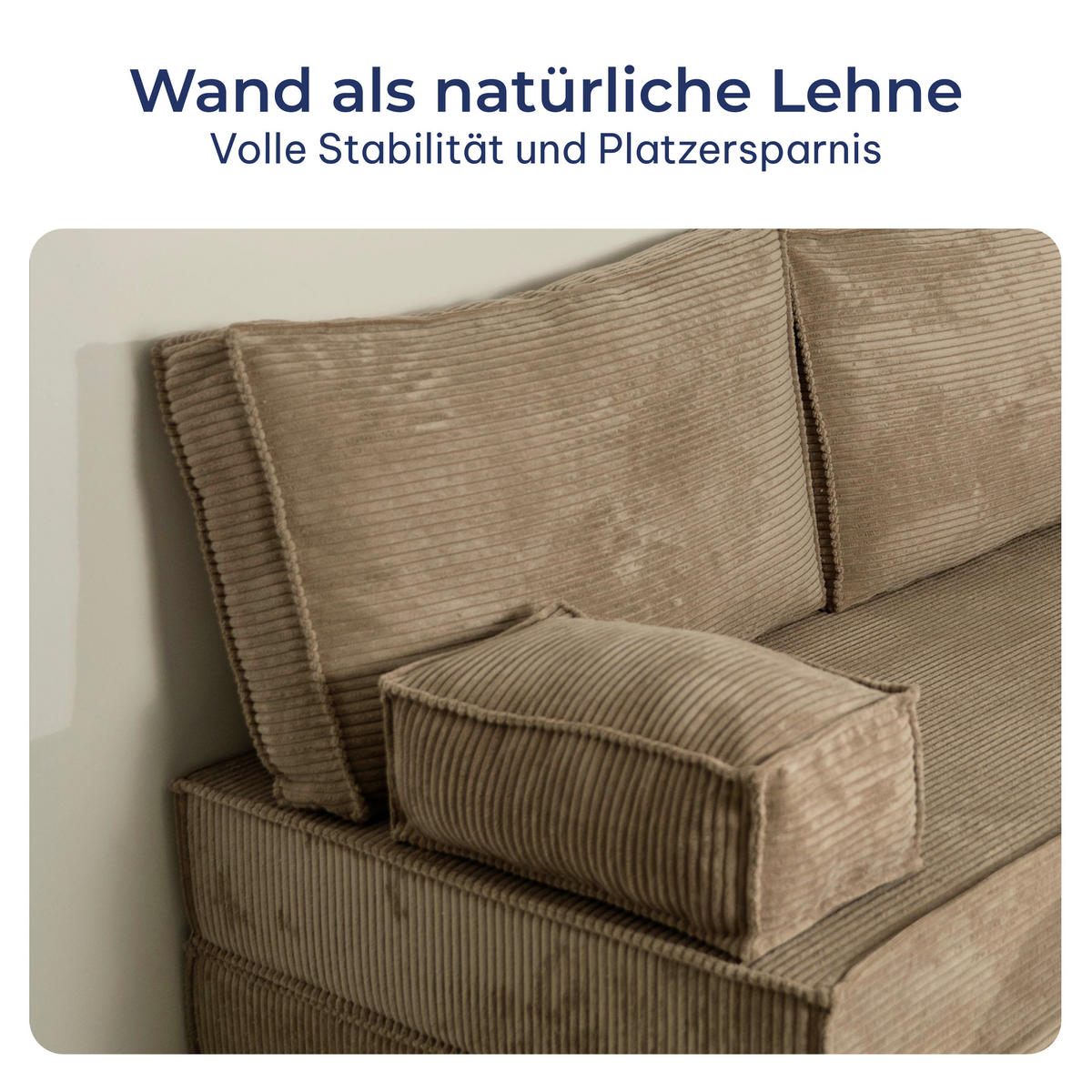 ECKSOFA ANKO modulares Boneless Sofa mit Schlaffunktion Beige Cordstoff - Beige, Textil (270/160cm) - MASSENO