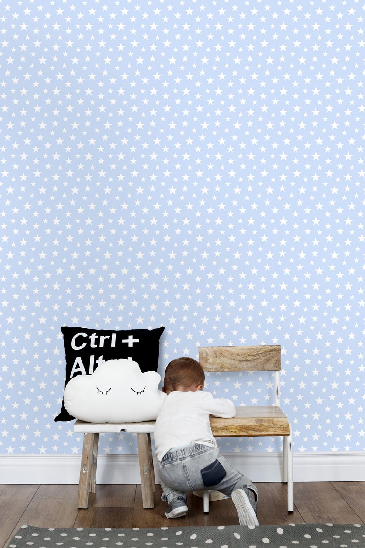 TAPETE kleine Sterne 53 cm x 10.05 m - Blau, Papier (53/0.1cm) - ESTAhome