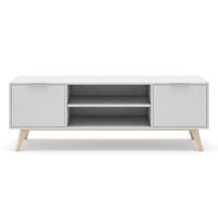 TV-SCHRANK mit 2 Türen 2 Fächern L140 cm - Campus - Weiß, Holzwerkstoff (40/53/140cm) - Calicosy