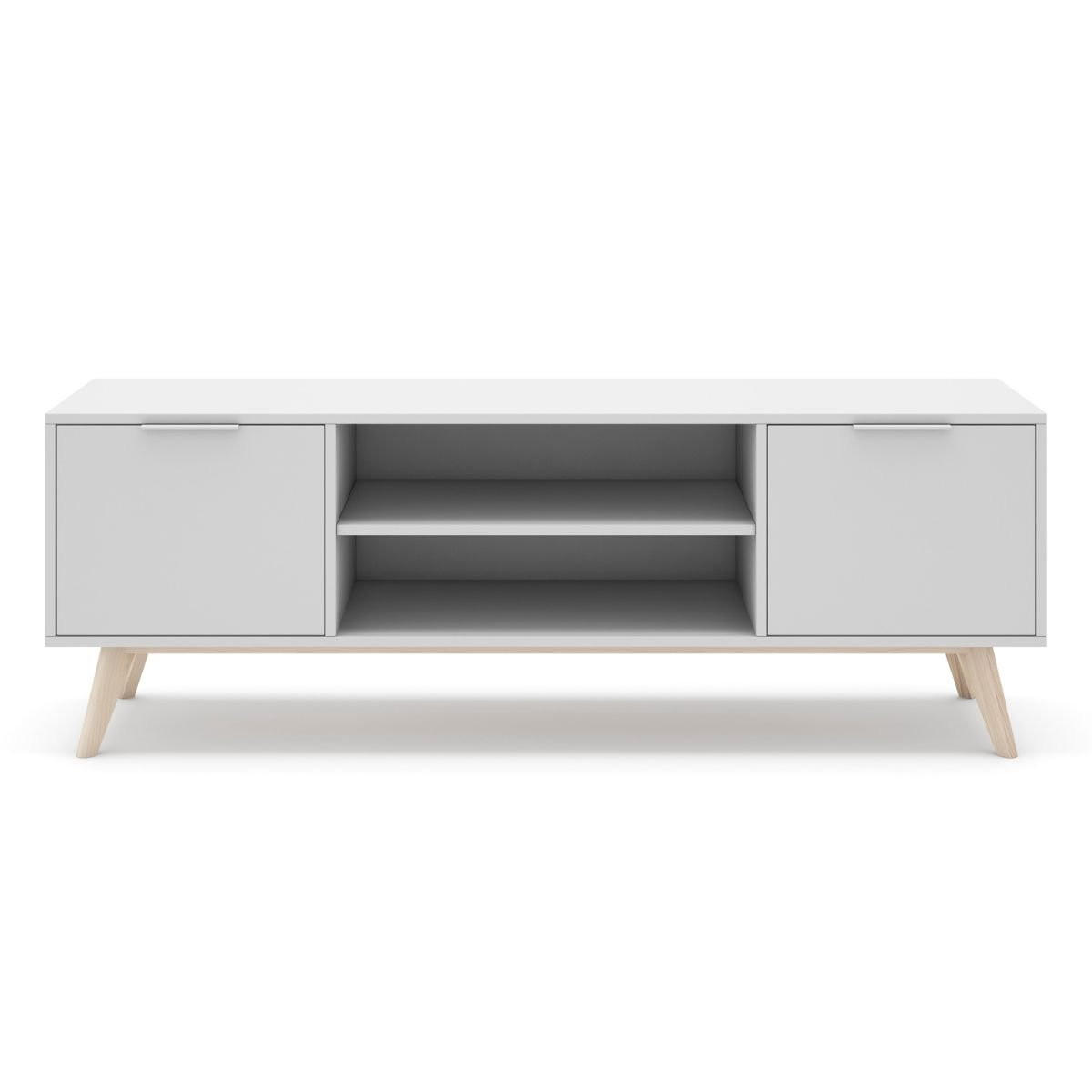 TV-SCHRANK mit 2 Türen 2 Fächern L140 cm - Campus - Weiß, Holzwerkstoff (40/53/140cm) - Calicosy