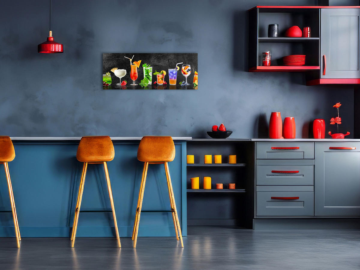 GLASBILD 80x30 cm Küche Cocktails bunt - Gelb, Glas (80/30cm) - artissimo
