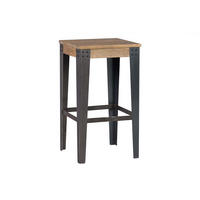 HOCKER Industrie Metall 65 cm MADISON - Braun, Holz (36/64.5/36cm) - Miliboo