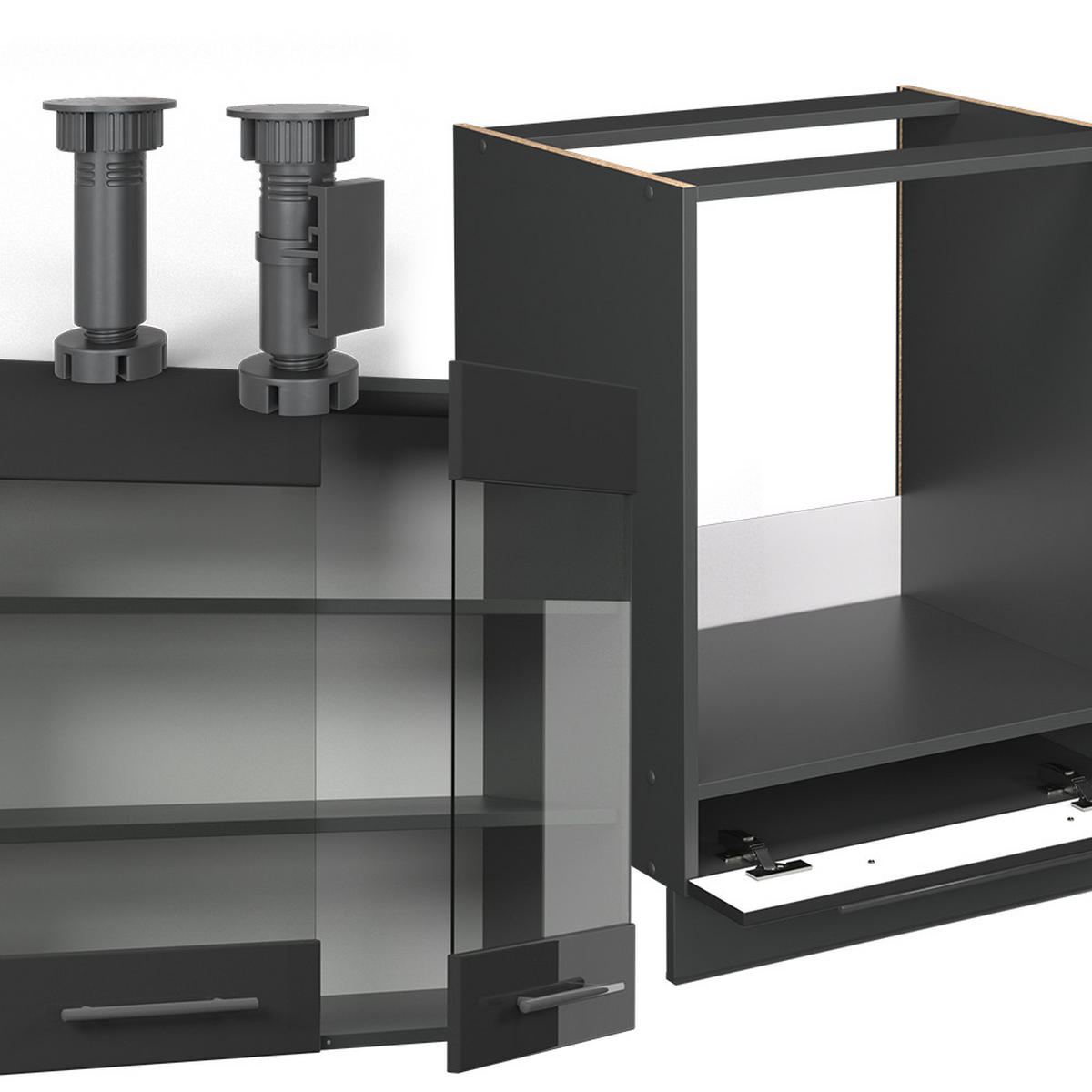 ROHOVÁ KUCHYŇ Fame-Line Antracitový vysoký lesk - antracitová/vysoce lesklá černá, kompozitní dřevo (190/81.6/60cm) - Vicco