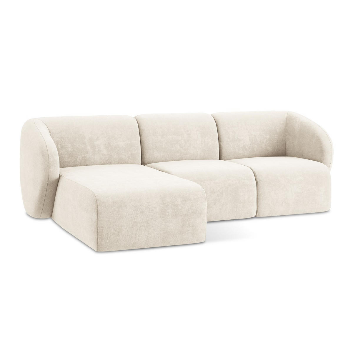 ECKSOFA Links Chenille Stoff Beige - Creme/Schwarz, Holzwerkstoff/Kunststoff (248/166cm) - LaMiaSofa