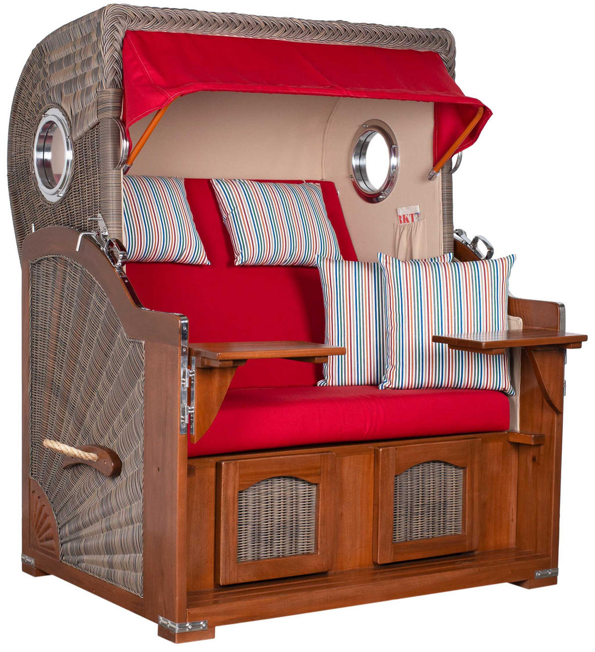 STRANDKORB 2-Sitzer Düne Mahagoni - Rot/Braun, Holz/Metall (125/170/80cm) - Mr. Deko