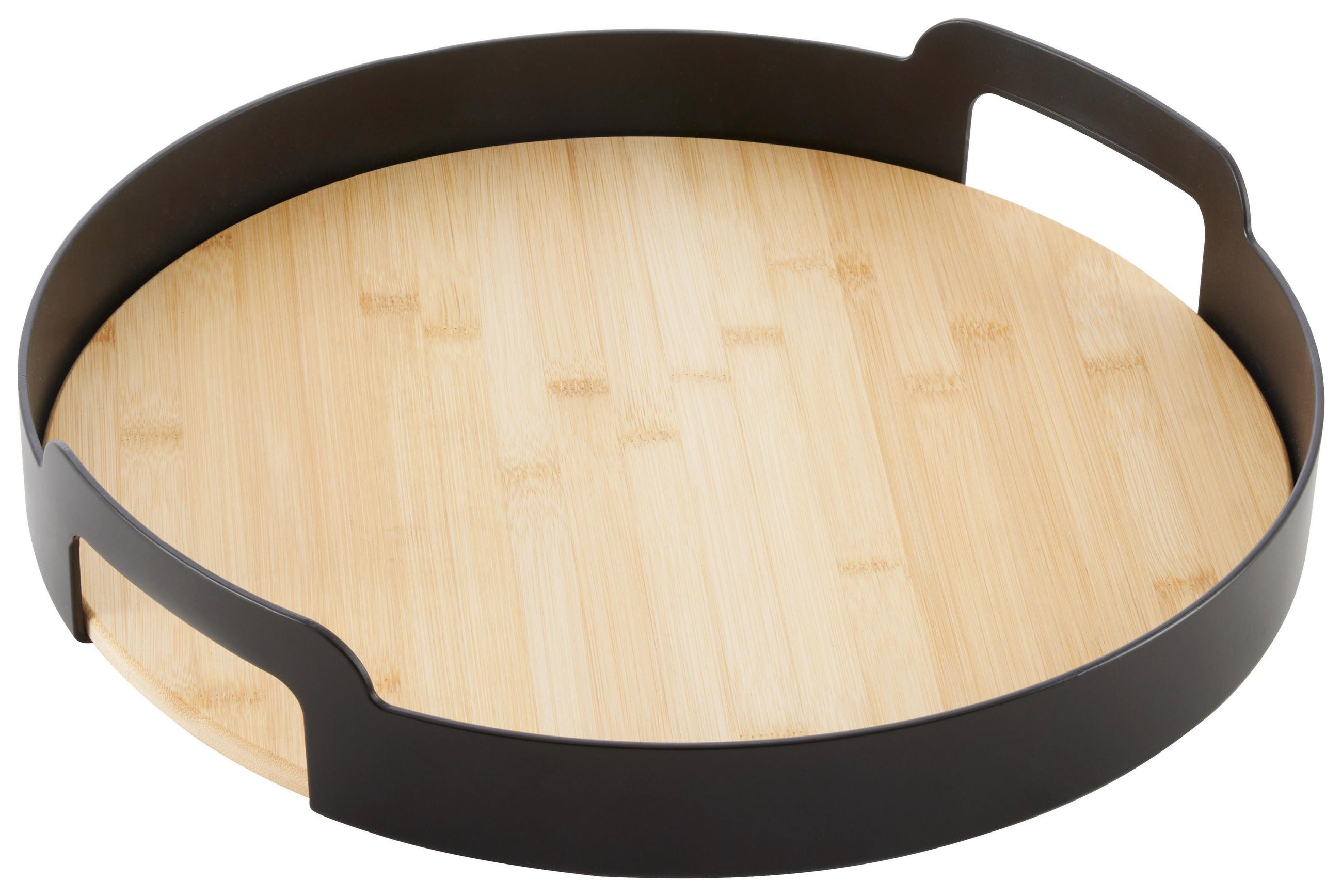 SERVIERTABLETT Betty Rund Schwarz/Natur - Schwarz, Kunststoff (37.5/7/37.5cm) - Mömax