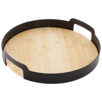 SERVIERTABLETT Betty Rund Schwarz/Natur - Schwarz, Kunststoff (37.5/7/37.5cm) - Mömax