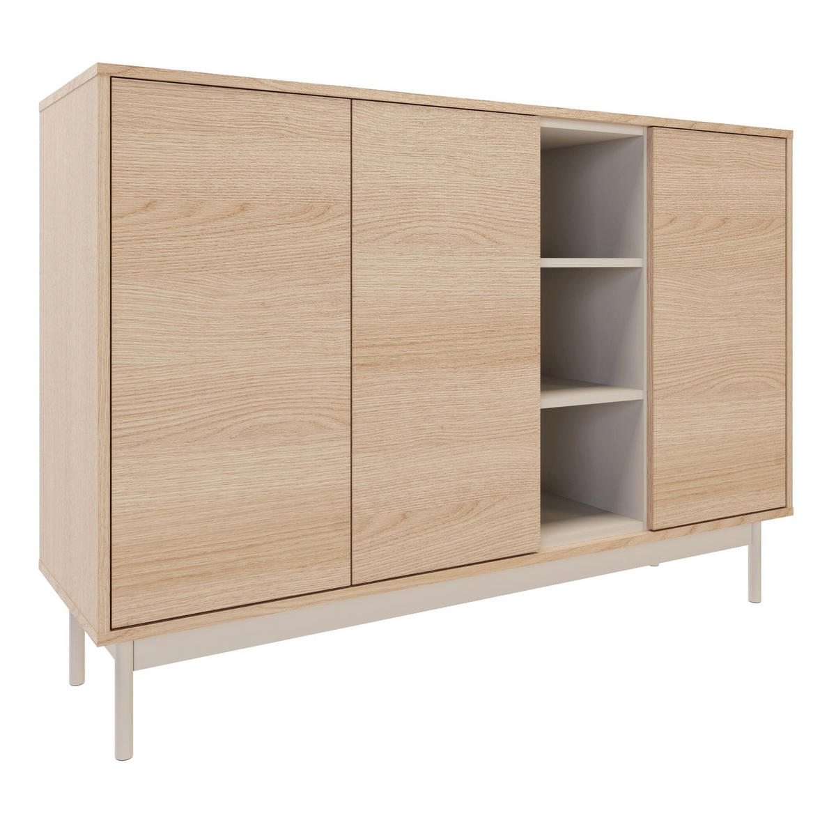 SIDEBOARD Layen Eichenholzoptik Kaschmirgrau 138 cm - Taupe/Beige, Holzwerkstoff/Metall (138/95/39cm) - Selsey