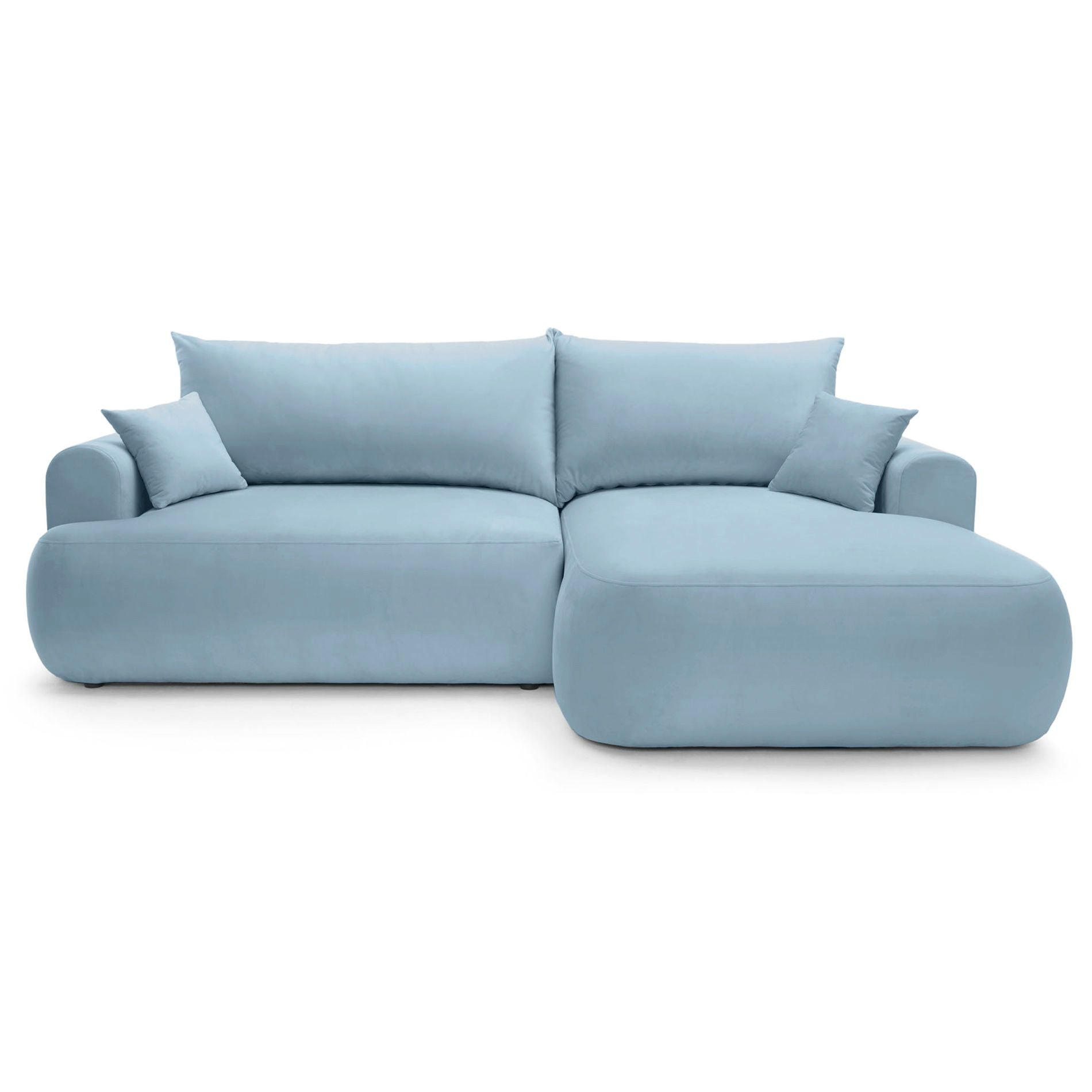 ECKSOFA Ovo Hellblau mit wasserabweisendem Samtbezug - Schwarz/Hellblau, Kunststoff/Textil (165/260cm) - Selsey
