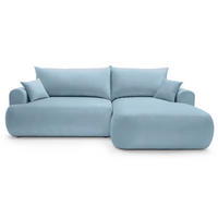 ECKSOFA Ovo Hellblau mit wasserabweisendem Samtbezug - Schwarz/Hellblau, Kunststoff/Textil (165/260cm) - Selsey