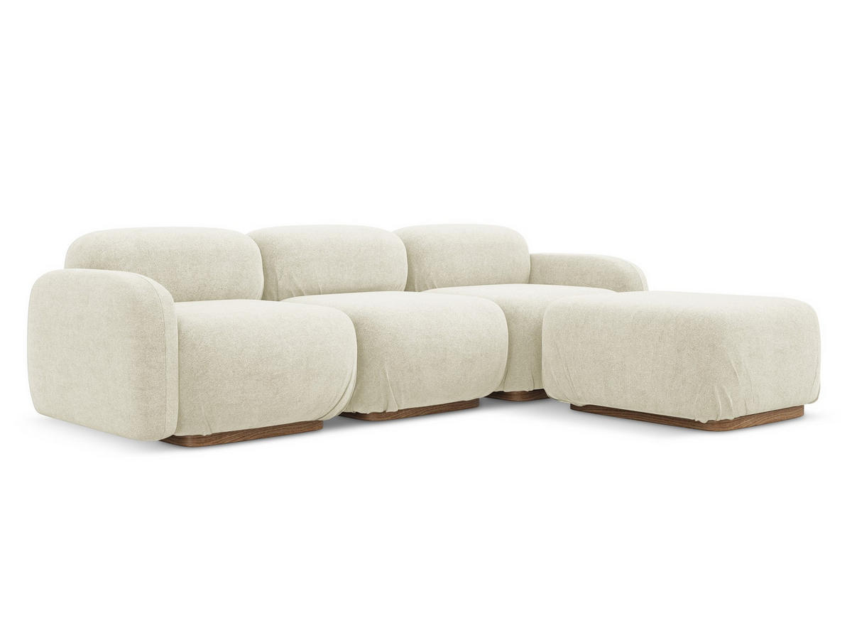 ECKSOFA Beidseitig Bouclé Stoff Weiß - Weiß/Braun, Holz/Textil (270/190cm) - Makamii