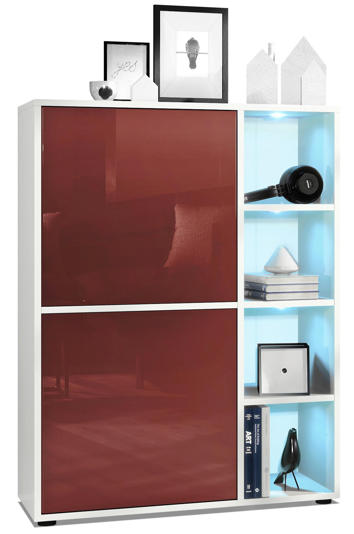 HIGHBOARD Cuba Türen in Bordeaux Hochglanz - Bordeaux, Holzwerkstoff (79/105.5/35.5cm) - Vladon