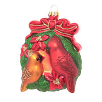 CHRISTBAUMSCHMUCK Kardinalvogelpärchen Rot 10cm (Glas / 1 Stk.) - Rot, Glas (8/10/4cm) - Krebs Glas Lauscha
