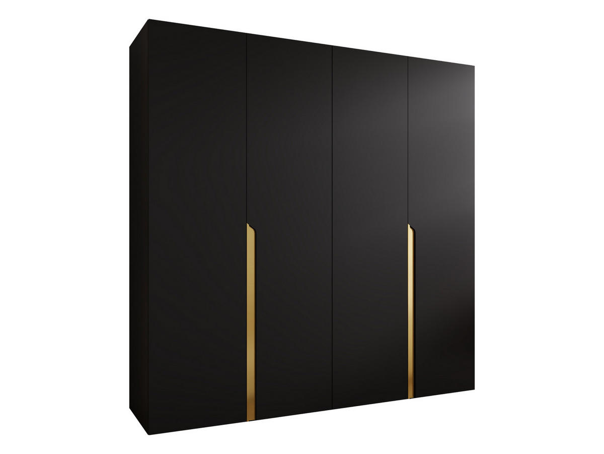 DREHTÜRENSCHRANK Mila I 200 - Goldfarben/Schwarz, Holzwerkstoff/Kunststoff (200/202/52cm) - MIRJAN24