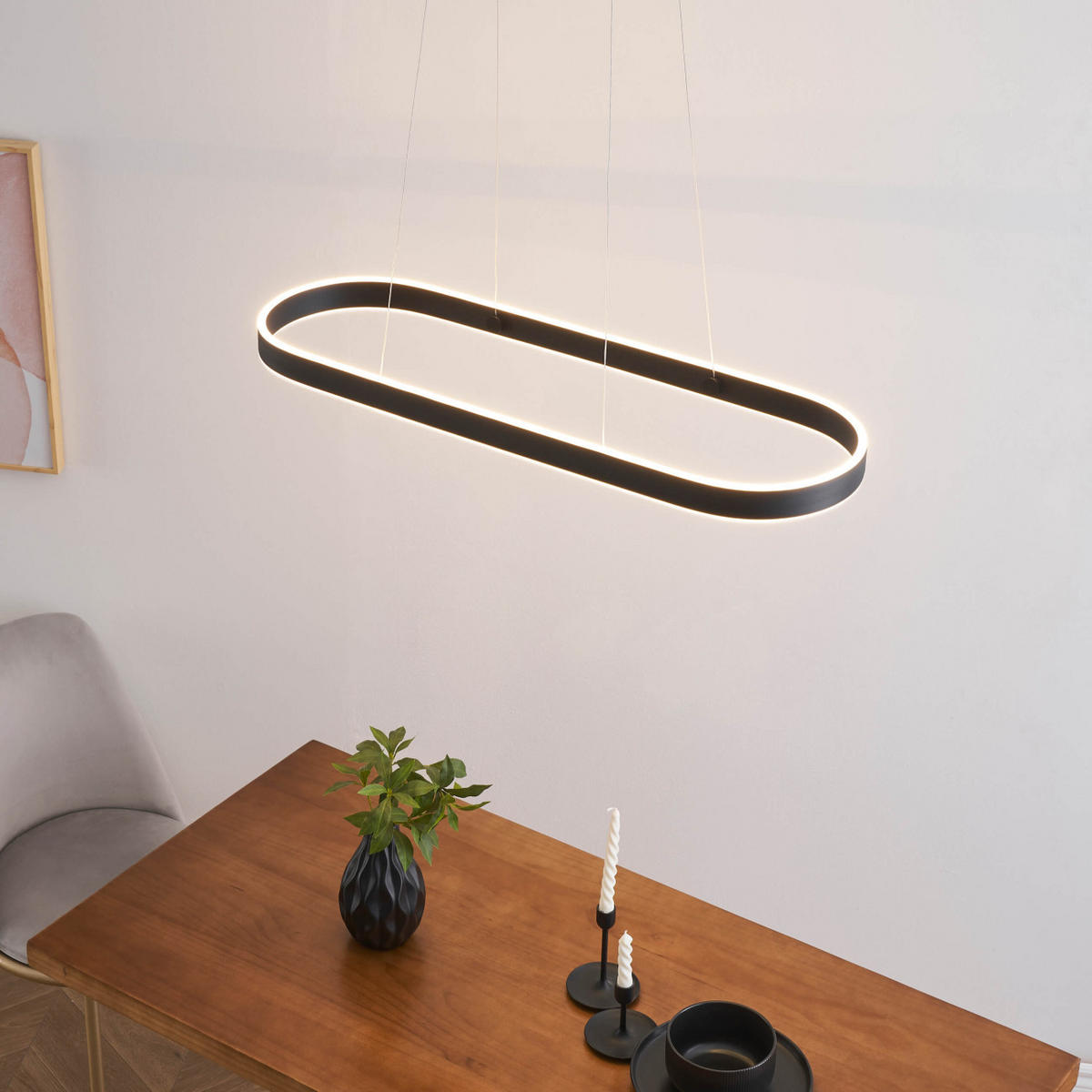 HÄNGELEUCHTE Apollo, Schwarz, 120cm - Schwarz, Metall (90/30/120cm) - KOSILUM