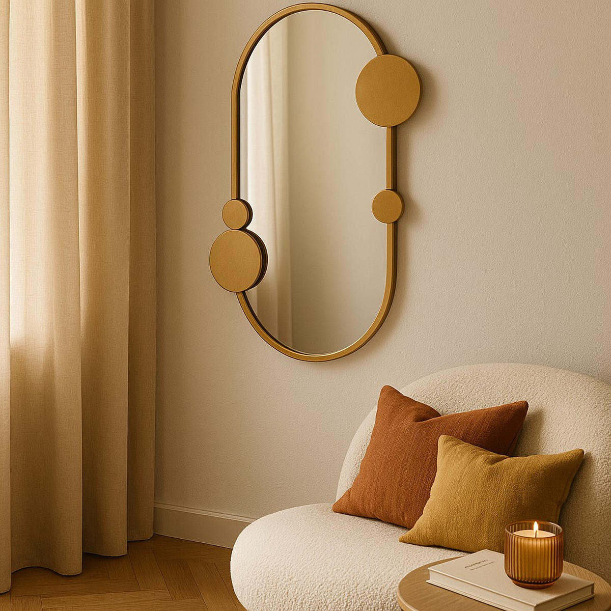 WANDSPIEGEL Saana 46/76 cm - Goldfarben, Metall (50/76/4cm) - STILOVO