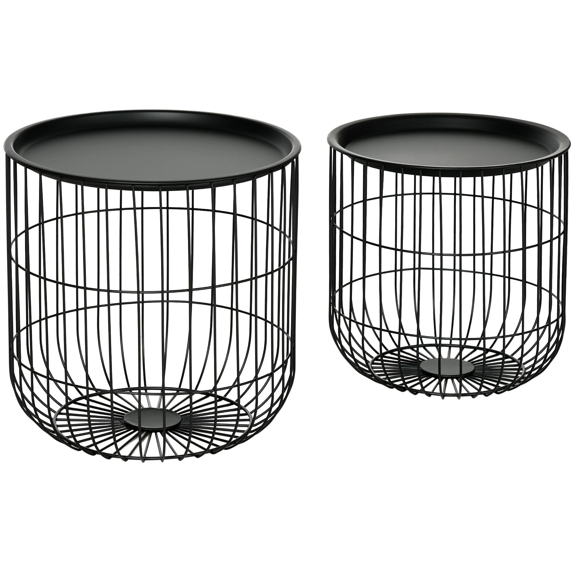 Redom KONFERENČNÍ stolek 40/40 cm a 35/35 cm, skandinávský design, stohovatelný, s odnímatelnou odkládací plochou, Černá