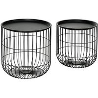 COUCHTISCH-SET 40/40/40 cm & 35/35/35 cm stapelbar mit Stauraum und abnehmbarer Platte, Schwarz - Schwarz, Metall (40/40/40cm) - Redom