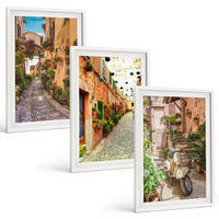 BILDER SET 3er Set - 40x60 cm Weißer Rahmen - Straßen, Blumen, italienisches Flair - Weiß, Kunststoff (40/60cm) - TULUP