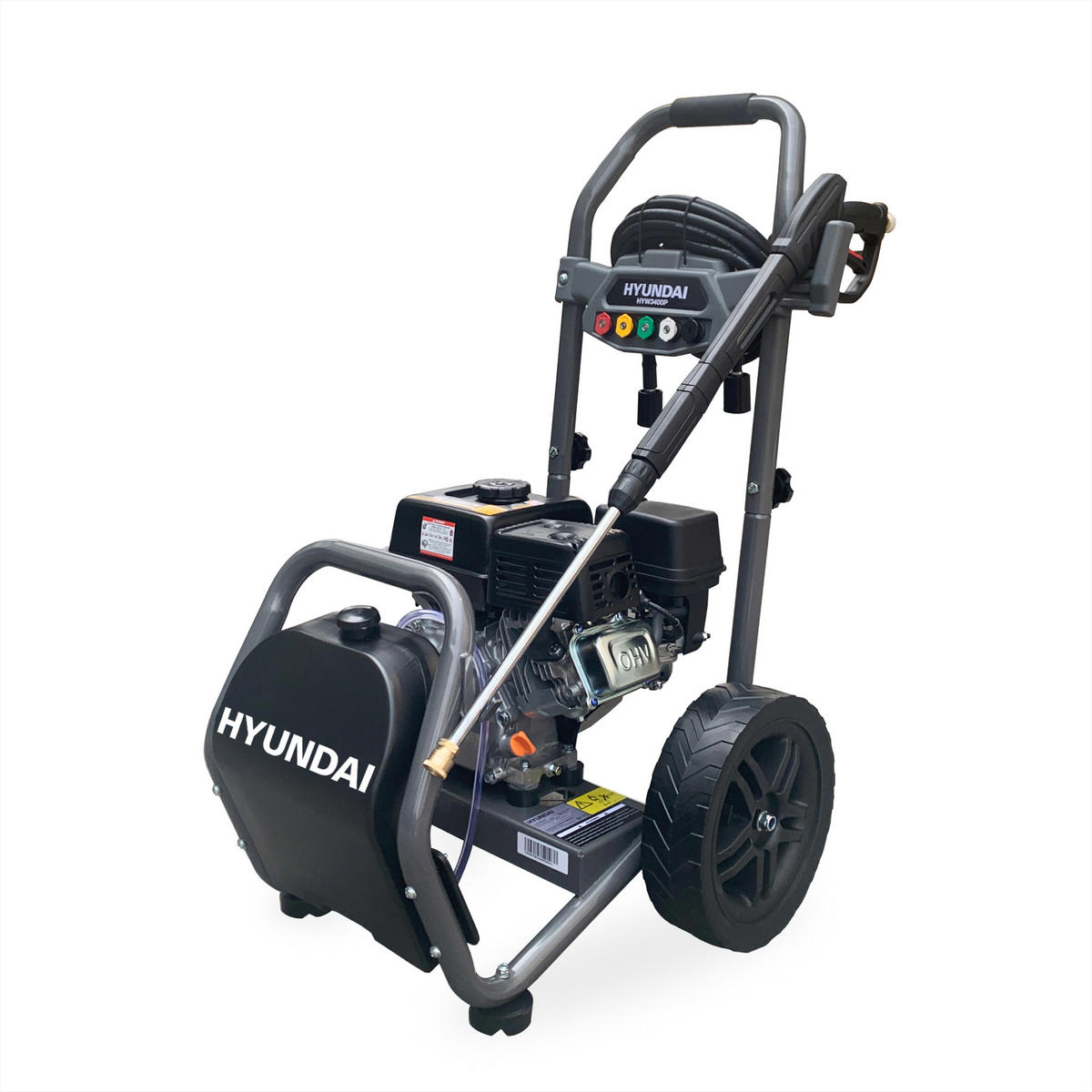 BENZIN-HOCHDRUCKREINIGER HYW3400P (5 PS, 234bar, 540 l/h, 4-Takt, 10m Schlauch) - Schwarz, Metall (54/98/68.5cm) - HYUNDAI