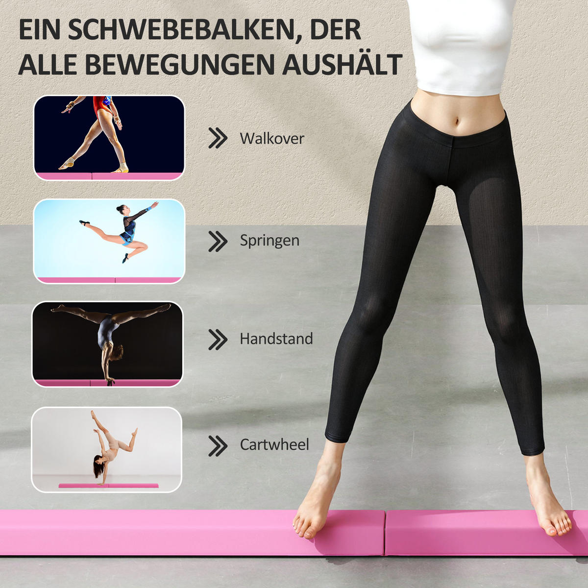 SCHWEBEBALKEN Karina Rot faltbar 2.4 m - Rot, Kunststoff (236/15/6.5cm) - Jamb