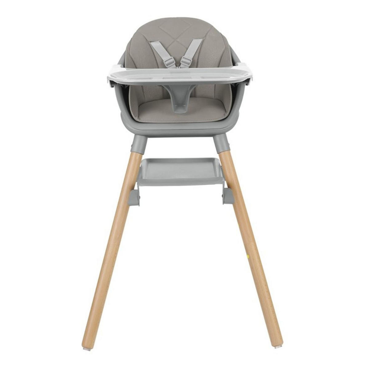 HOCHSTUHL Woody 3 in 1 grau Holzbeine Kinderstuhl Fußstütze Tablett - Grau, Kunststoff (57/90/62cm) - Kikka boo