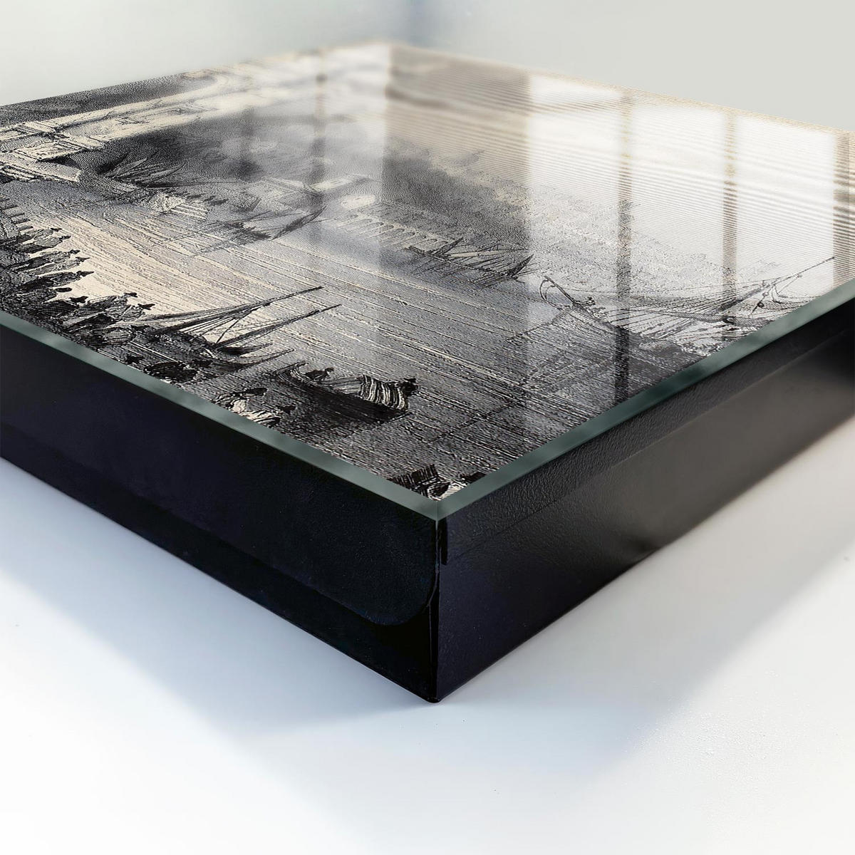 SCHLÜSSELBOX Schwarz 30x30 cm- Türöffnung nach rechts - Der Trajansbogen und die Zitadelle von Ancona - Grau, Metall (30/30/5cm) - TULUP