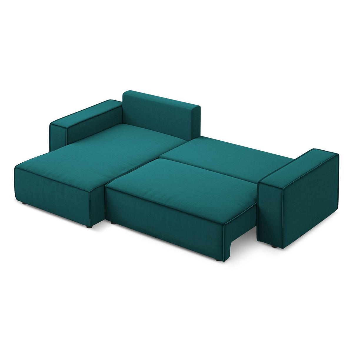 ECKSOFA mit Schlaffunktion Samt Stoff Blau - Blau/Petrol, Kunststoff/Textil (185/290cm) - LaMiaSofa