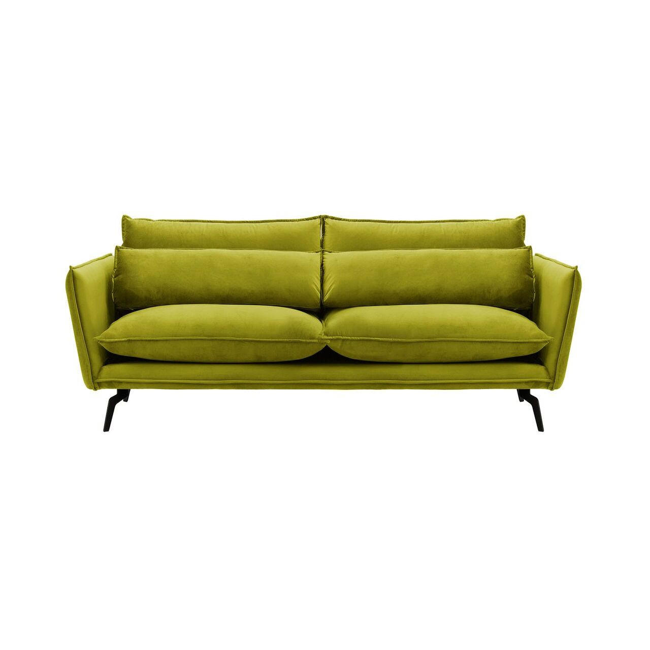 DREISITZER-SOFA Layla-Velluto 9 - Olivgrün, Holz/Textil (237/95/98cm)