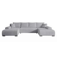 WOHNLANDSCHAFT Nelly U mit Bettkasten und Schlaffunktion, Cordstoff in U-Form - Grau, Textil (349/80/185cm)