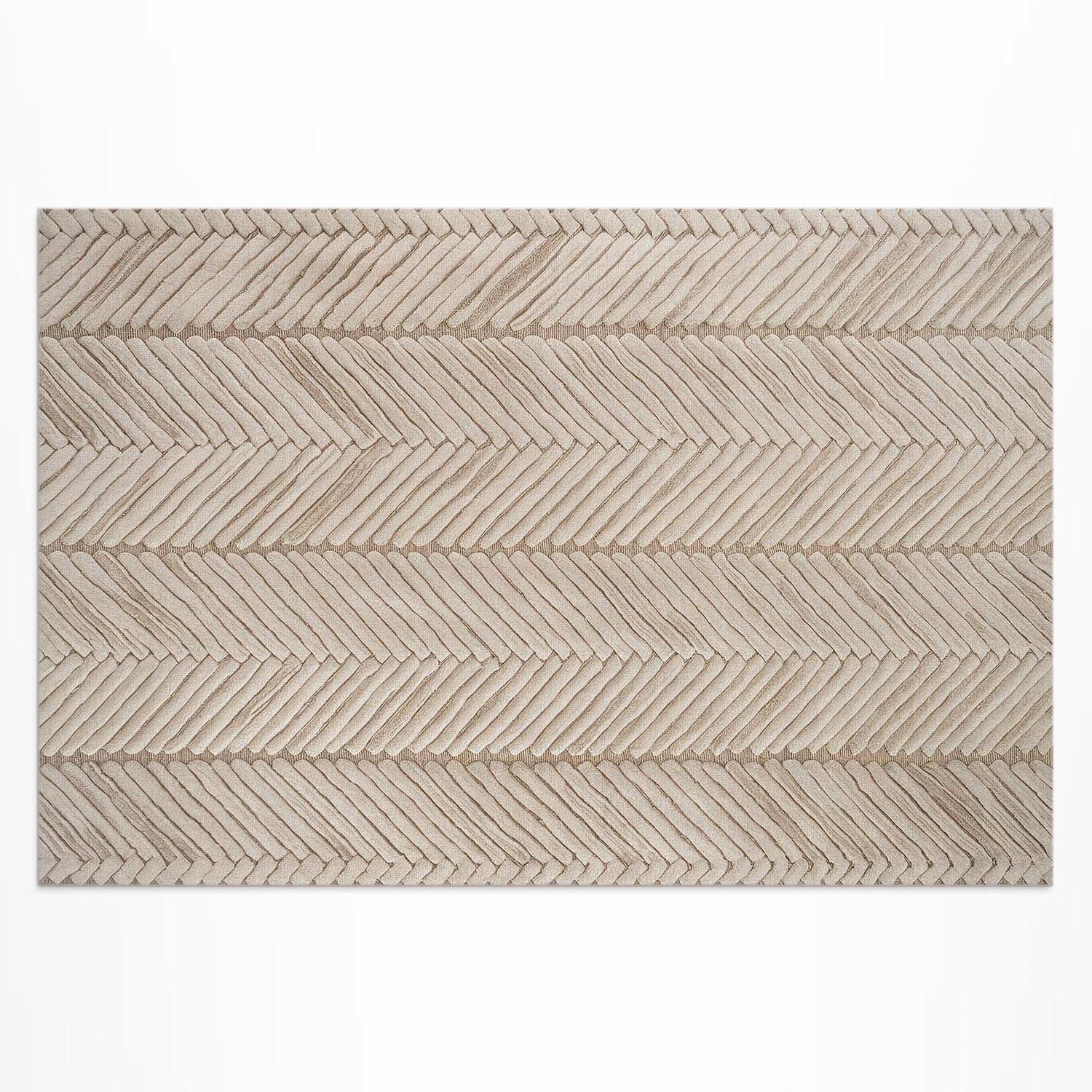 TEPPICH 100x150 cm Indianisches Flechtmuster Boho - Sandfarben, Kunststoff (100/150cm) - Wallfluent