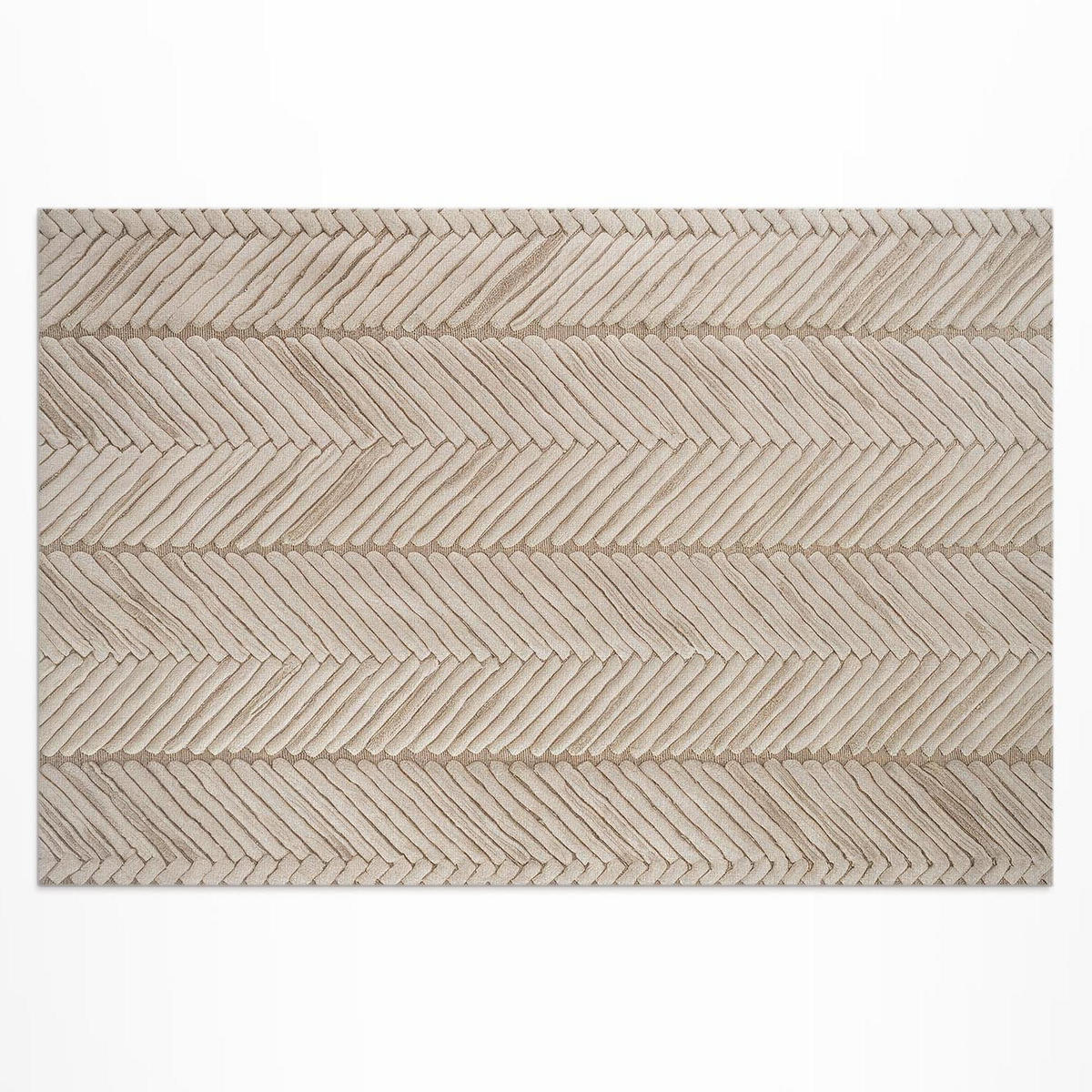 TEPPICH 100x150 cm Indianisches Flechtmuster Boho - Sandfarben, Kunststoff (100/150cm) - Wallfluent