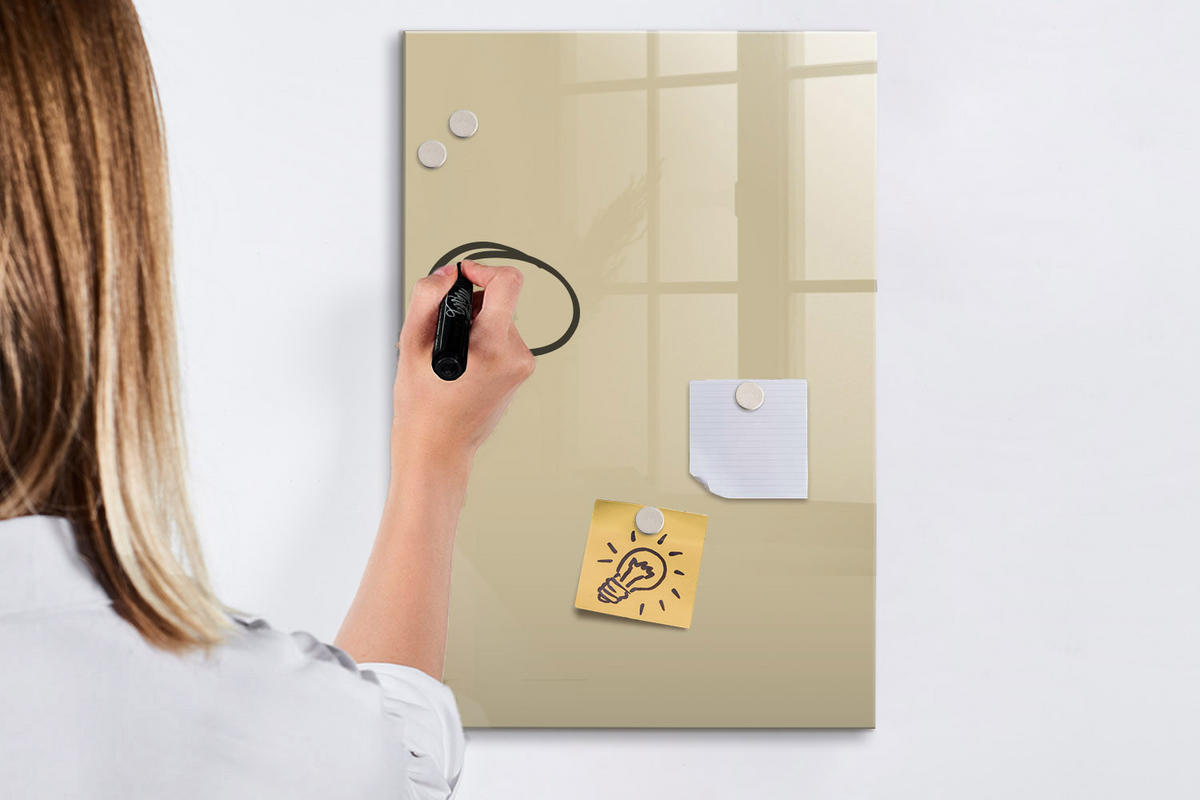 MAGNETTAFEL 40x60 Beige schwarzer Marker - Sandfarben, Glas (40/0.4/60cm) - TULUP