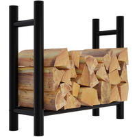 KAMINHOLZREGAL 80/30/80 cm Metall schwarz - Schwarz, Metall (80/80/30cm) - CLP