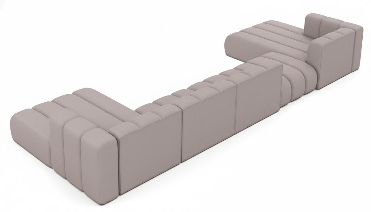 ECKSOFA U-Form Grand U Big XL 500 cm, Velourstoff Salvador, Grau - Grau, Holz (500/179cm) - Kaiser Möbel