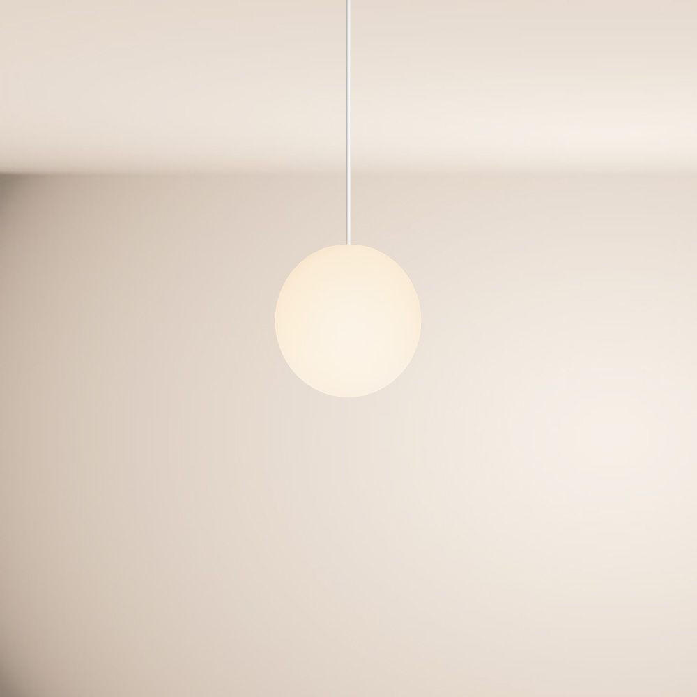GALERIELEUCHTE Orb 5m Abhängung Weiß/Weiß Ø 20cm - Weiß, Glas (20/20/20cm) - s.luce
