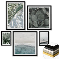 WANDBILDER 5er-Set - 50x50 cm & 20x30 cm & 40x60 cm Schwarzer Rahmen - Hängebrücke aus Palmenblättern - Schwarz, Kunststoff (40/60cm) - ArtPrintCave