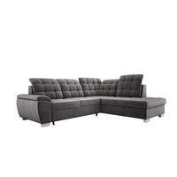 ECKSOFA LOTTA SALVADOR Bettkasten verstellbare Kopfstützen hochwertige Verarbeitung lose Rückenkissen freistehend RECHTS 258x212x106 cm Dark grey - Dunkelgrau, Holz/Textil (258/212cm) - DomoHome