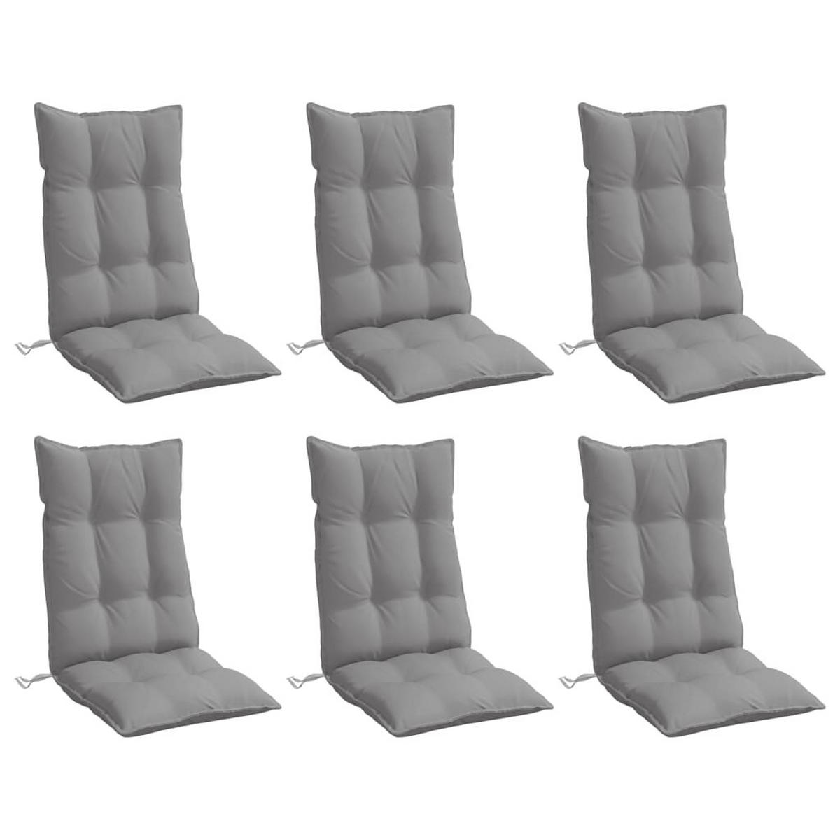 HOCHLEHNER-AUFLAGEN 6Er Set Grau Oxford-Gewebe - Grau, Textil (50/7/120cm) - vidaXL