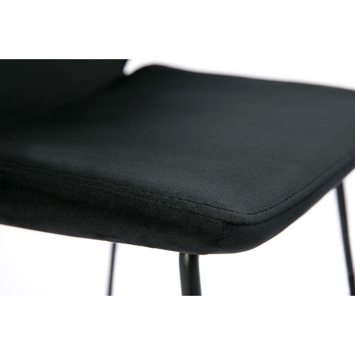 BARHOCKER Samt Schwarz Metall 65 cm 2er-Set KAOLY - Schwarz, Textil (49.5/89/42.5cm) - Miliboo