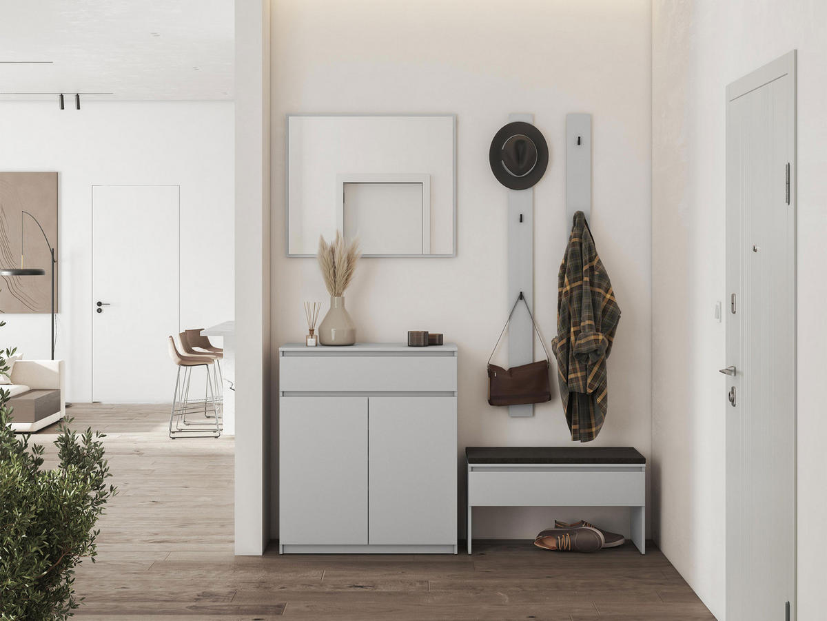 GARDEROBE-SET Simply I - Grau, Holzwerkstoff (92/107/40cm) - MIRJAN24