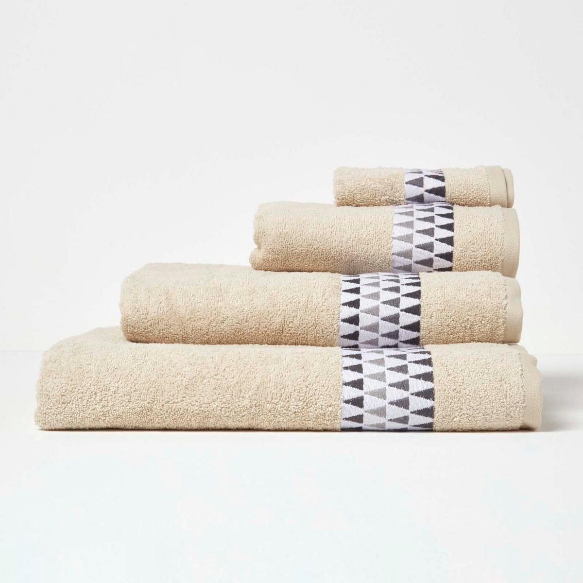 BADETUCH Geometric beige 100/150 cm - Beige, Textil (100/150cm) - Homescapes