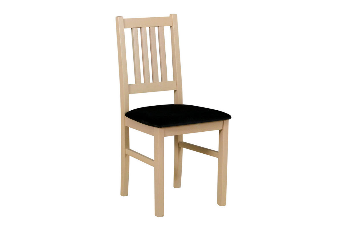 STUHL Bos 1 (4er Set) - Schwarz Hochglanz/Sonoma Eiche, Holz (43/94/40cm) - Leaf Design
