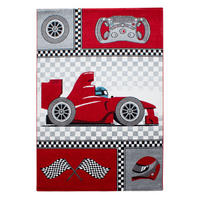 KINDERTEPPICH Rennwagen Polypropylen gewebt saugroboter Kurzflor Kinderzimmer Rot Läufer 80x150 - Rot, Textil (80/150cm) - KADIMA DESIGN