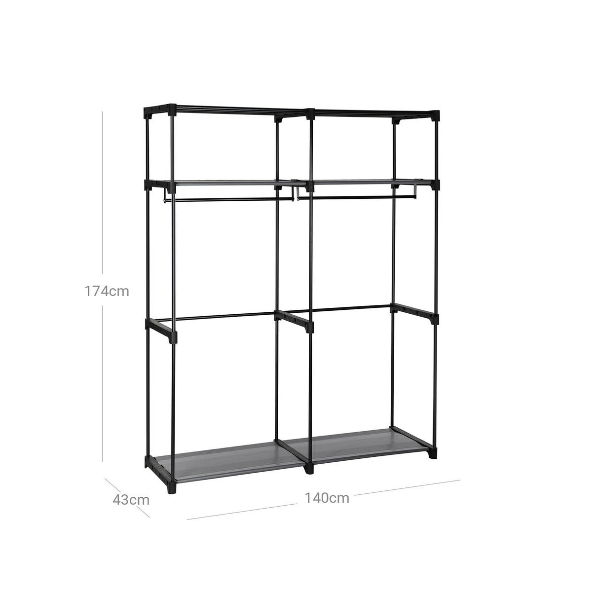 STOFFSCHRANK KLEIDERSCHRANK - Schwarz, Textil (43/140cm) - Hansiro